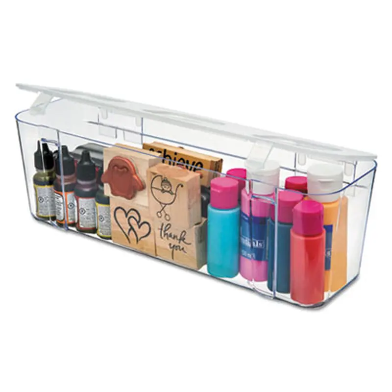 Stackable Caddy Organizer, Large, Plastic, 13.24 x 4 x 4.38, White - Desktop Supplies Organizers | deflecto