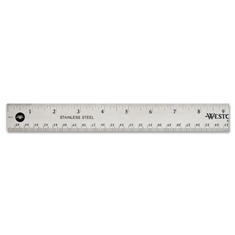 Stainless Steel Office Ruler With Non Slip Cork Base, Standard/Metric, 18" Long - Rulers | Westcott