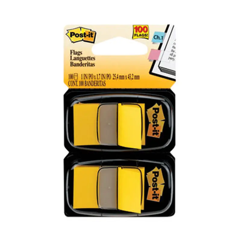 Standard Page Flags in Dispenser, Yellow, 50 Flags/Dispenser, 2 Dispensers/Pack - Page Flags | Post-it Flags