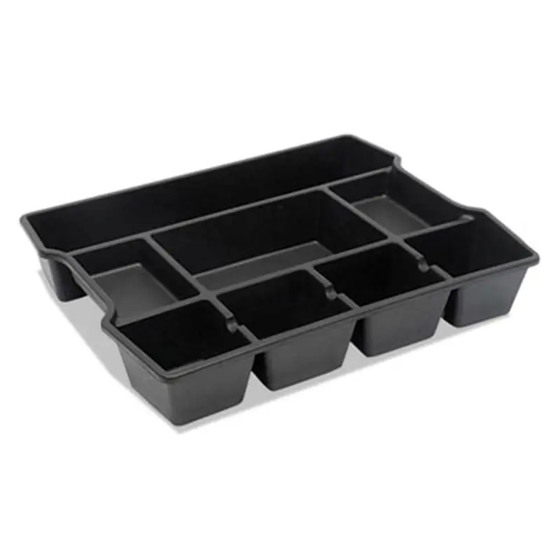 High Capacity Drawer Organizer, Eight Compartments, 14.88 x 11.88 x 2.5, Plastic, Black - Drawer Organizers | Universal