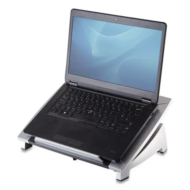 Office Suites Laptop Riser, 15.13" x 11.38" x 4.5" to 6.5", Black/Silver, Supports 10 lbs - Mobile Device & Laptop Stands | Fellowes