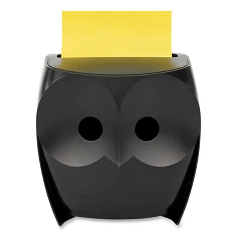 Owl-Shaped Dispenser, For 3 x 3 Pads, Black, Includes 45-Sheet Citron Super Sticky Dispenser Pop-Up Pad - Sticky Note Dispensers | Post-it Pop-up Notes