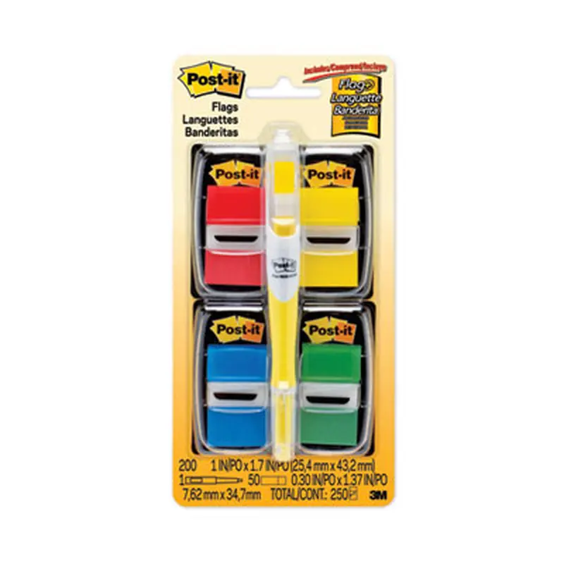 Page Flag Value Pack, Assorted, 200 1" Flags   Highlighter with 50 0.5" Flags - Page Flags | Post-it Flags