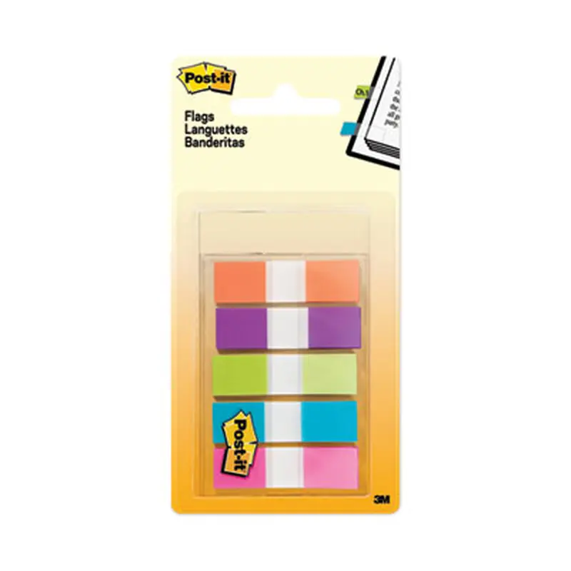 Page Flags in Portable Dispenser, Assorted Brights, 5 Dispensers, 20 Flags/Color - Page Flags | Post-it Flags