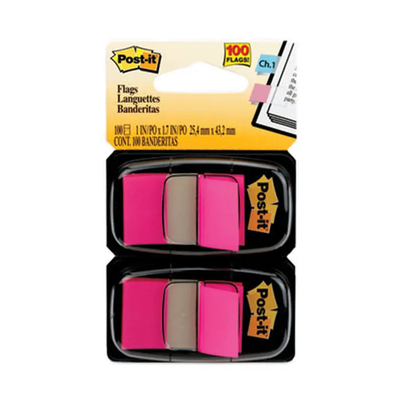 Standard Page Flags in Dispenser, Bright Pink, 50 Flags/Dispenser, 2 Dispensers/Pack - Page Flags | Post-it Flags