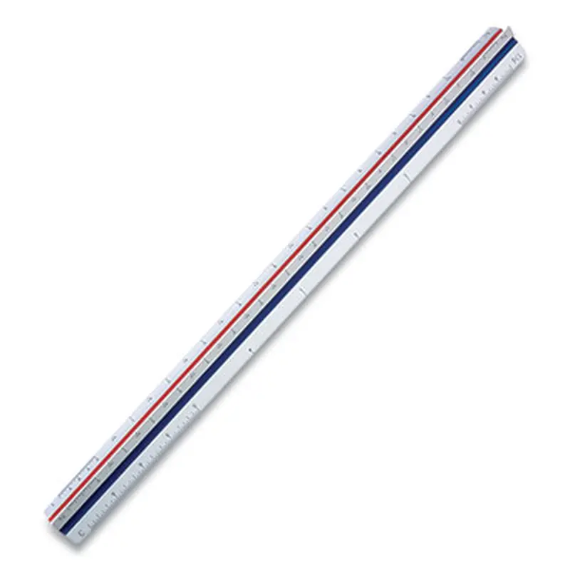 Triangular Scale Plastic Engineers Ruler, 12" Long, White with Colored Grooves - Rulers | Staedtler