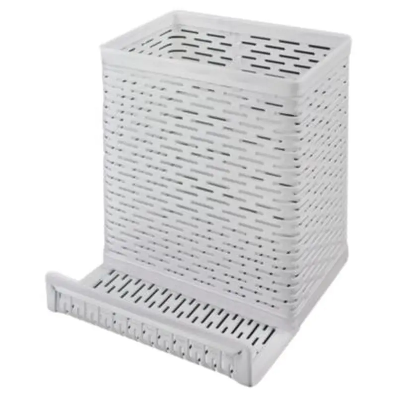 Urban Collection Punched Metal Pencil Cup/Cell Phone Stand, Perforated Steel, 3.5 x 3.5, White - Pen & Pencil Cups | Artistic