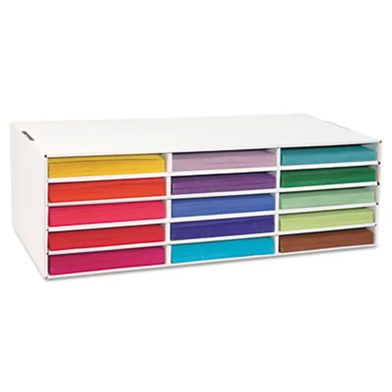 Classroom Keepers Letter-Size Construction Paper Sorter/Storage Box, 15 Compartments, 29.25 x 12.88 x 9.38, White - Literature Sorters | Pacon
