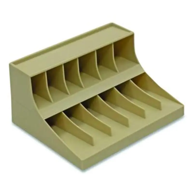 Coin Wrapper and Bill Strap 2-Tier Rack, 11 Compartments, 9.38 x 8.13 4.63, Plastic, Pebble Beige - Cash Drawers/Boxes/Trays | CONTROLTEK