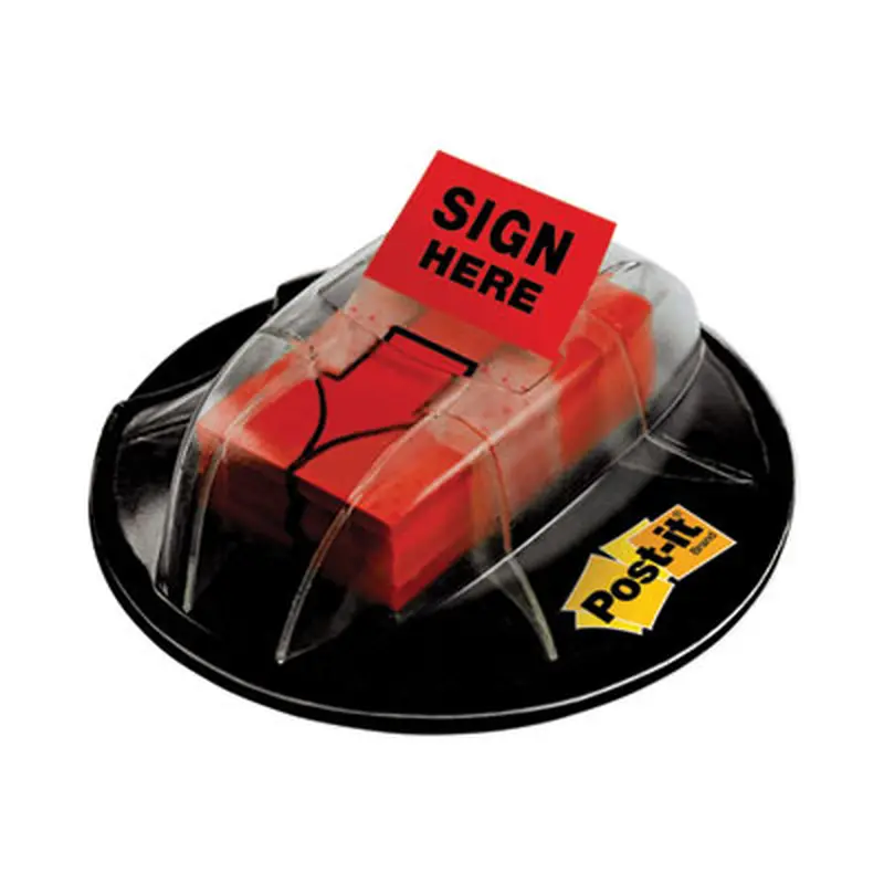 High Volume Flag Dispenser, "Sign Here", Red, 200 Flags/Dispenser - Page Flags | Post-it Flags