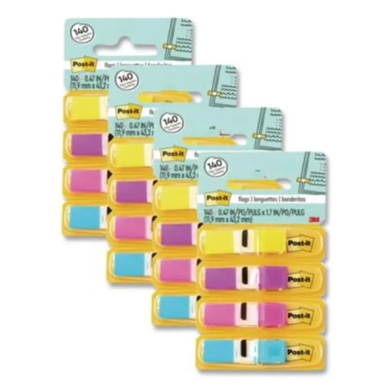 Highlighting Page Flags, 4 Bright Colors, 0.5 x 1.75, 35/Color, 4 Dispensers/Pack - Page Flags | Post-it Flags