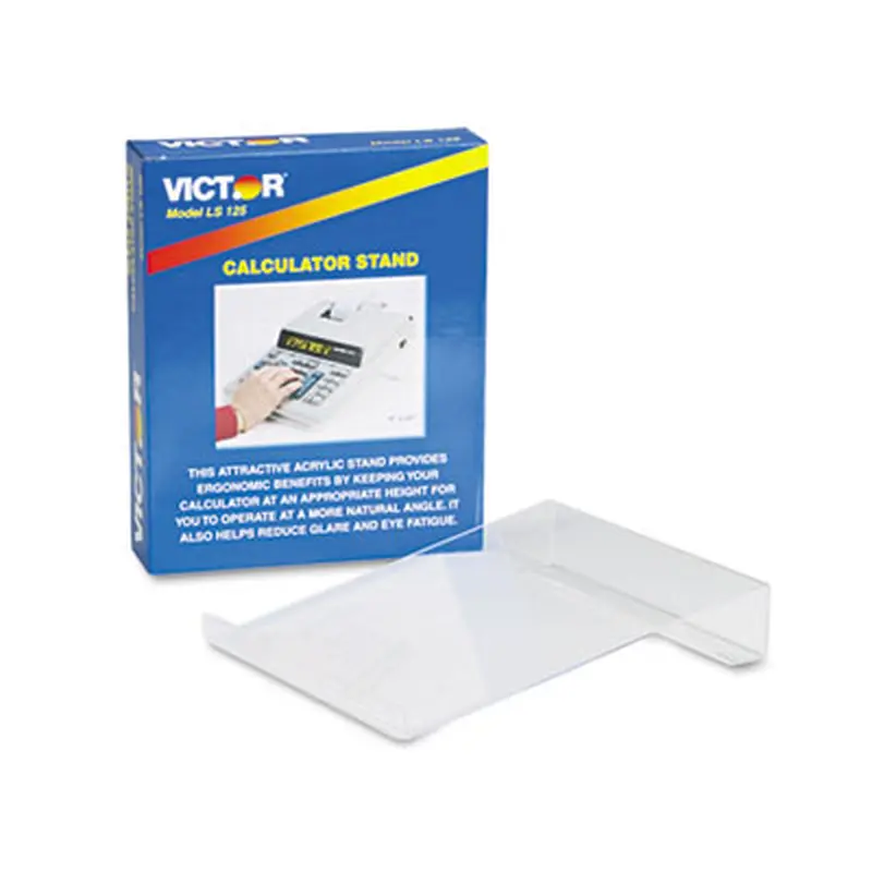 Large Angled Acrylic Calculator Stand, 9 x 11 x 2, Clear - Desktop Stands | Victor