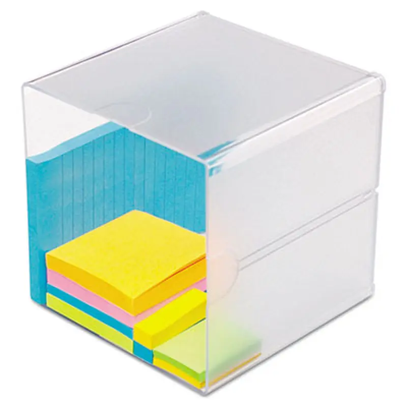 Stackable Cube Organizer, 1 Compartment, 6 x 6 x 6, Plastic, Clear - Desktop Supplies Organizers | deflecto