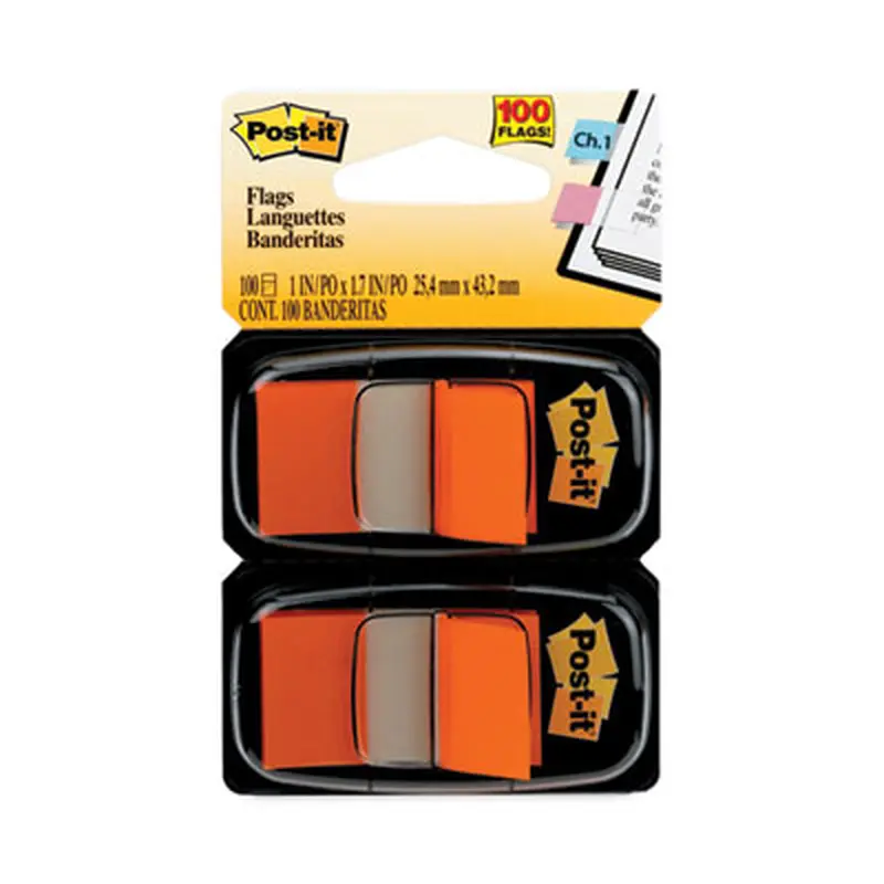 Standard Page Flags in Dispenser, Orange, 50 Flags/Dispenser, 2 Dispensers/Pack - Page Flags | Post-it Flags