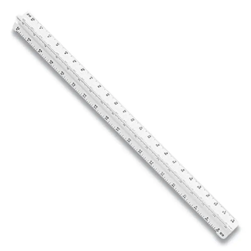 Triangular Scale Plastic Architects Ruler, 12" Long, Plastic, White - Rulers | Staedtler