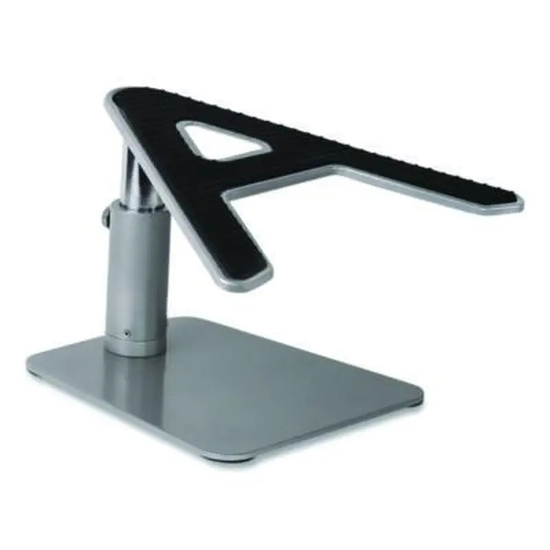 Adjustable Height Laptop Riser, 10" x 10.5" Platform, Silver/Black, Supports Up to 33 lbs - Mobile Device & Laptop Stands | MOUNT-IT!