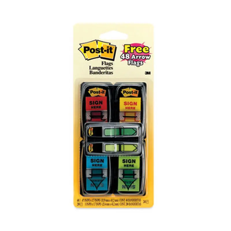 Arrow Message 1" Page Flags, 200 "Sign Here", 48 Arrow, Four Colors, 248/Pack - Page Flags | Post-it Flags