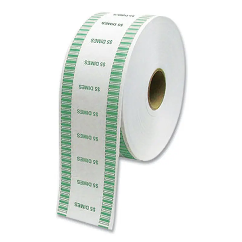 Automatic Coin Wrapper Roll for Coin Wrapping Machines, Dimes, $5.00, Kraft/Green, 2,000/Roll, 8 Rolls/Carton - Cash/Coin Wrappers | CONTROLTEK