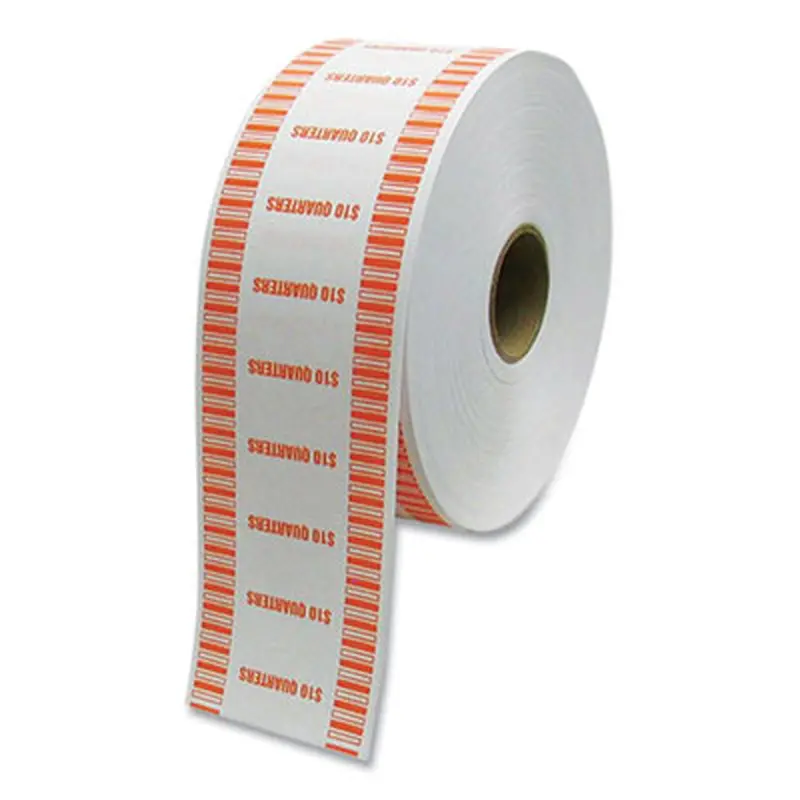 Automatic Coin Wrapper Roll for Coin Wrapping Machines, Quarters, $10.00, Kraft/Orange, 2,000/Roll, 8 Rolls/Carton - Cash/Coin Wrappers | CONTROLTEK