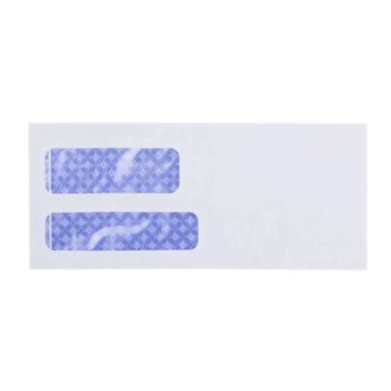 Double Window Business Envelope, #9, Commercial Flap, Gummed Closure, 3.88 x 8.88, White, 500/Box - Business Envelopes | Universal