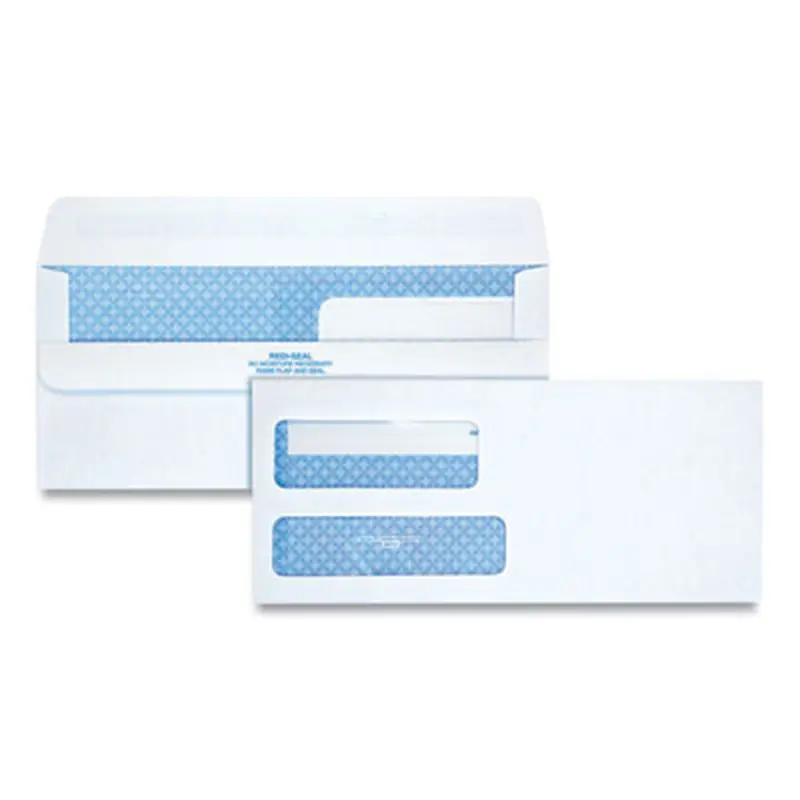 Double Window Redi-Seal Security-Tinted Envelope, #9, Commercial Flap, Redi-Seal Adhesive Closure, 3.88 x 8.88, White, 250/CT - Business Envelopes | Quality Park