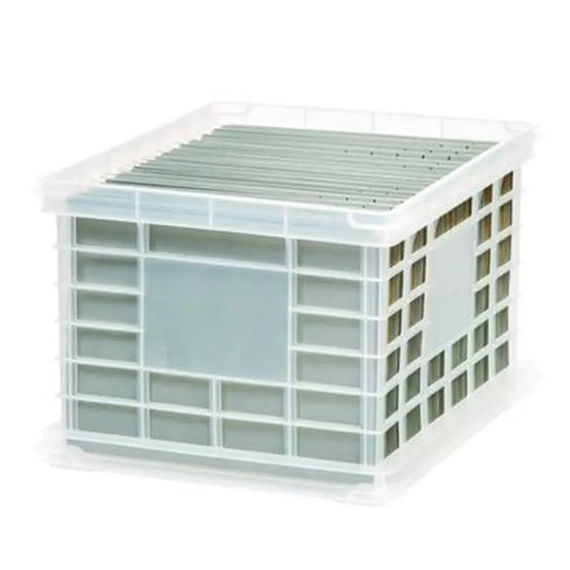 File Storage Durable Plastic Crate, 13.88 x 17.13 x 10.5, Clear - General Purpose Storage Bins | IRIS