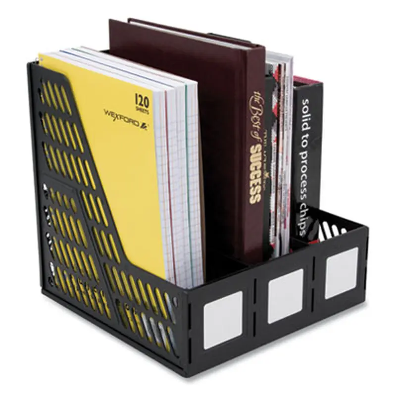 Literature File, Three Slots, 10 x 10 x 10.25, Black - Book & Magazine Files | Advantus