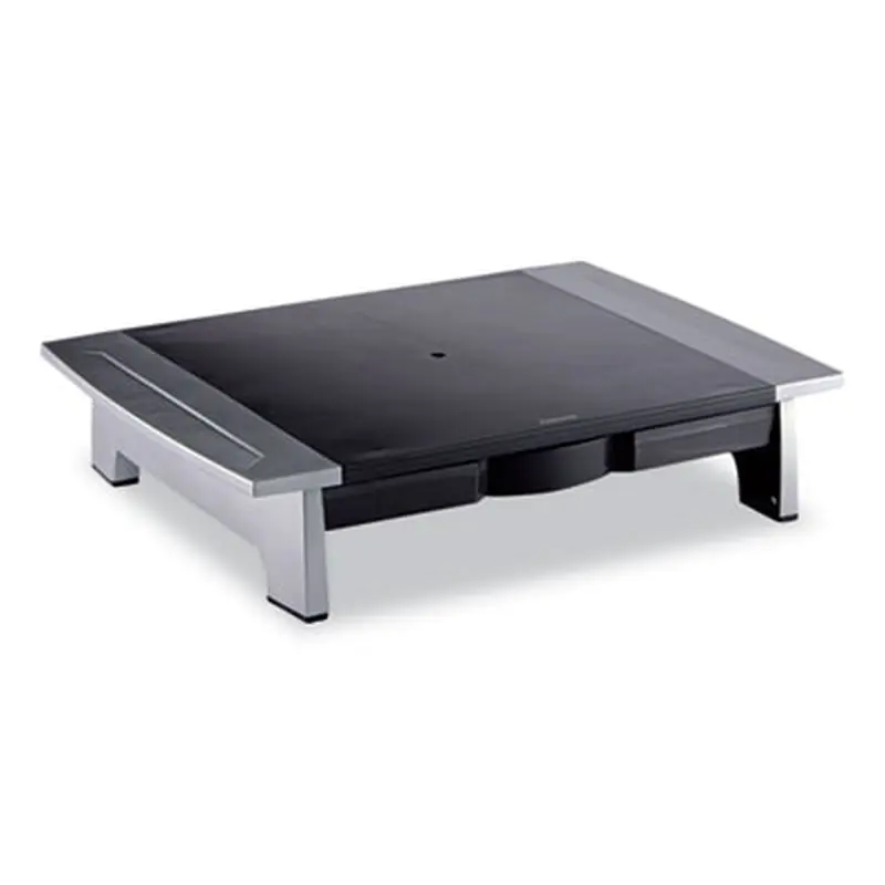 Office Suites Standard Monitor Riser, For 21" Monitors, 19.78" x 14.06" x 4" to 6.5", Black/Silver, Supports 80 lbs - Monitor Stands | Fellowes
