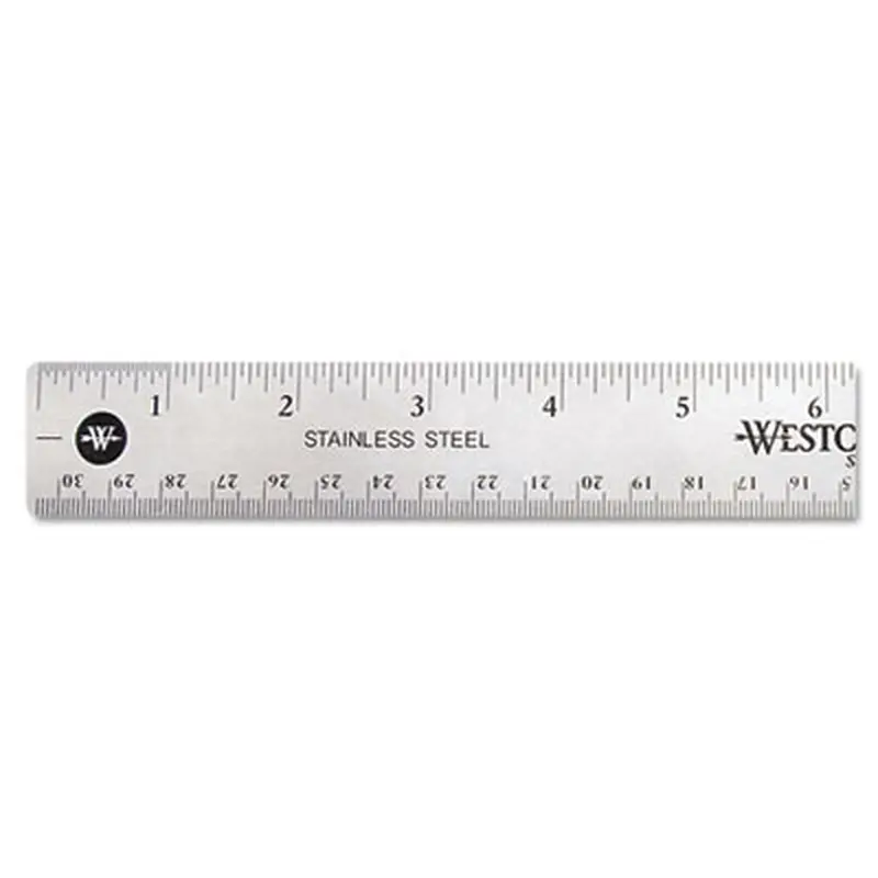 Stainless Steel Office Ruler With Non Slip Cork Base, Standard/Metric, 12" Long - Rulers | Westcott