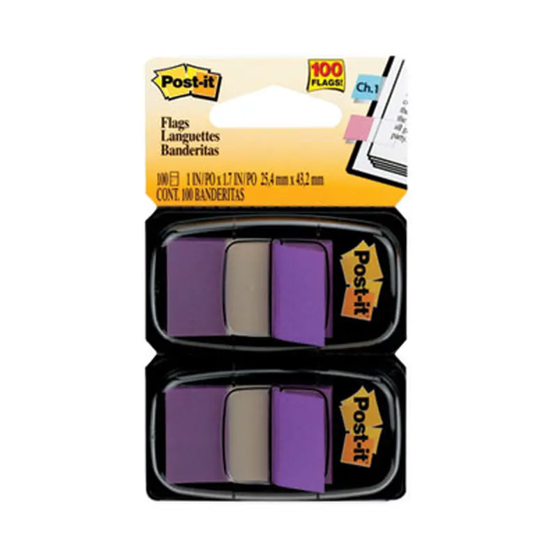 Standard Page Flags in Dispenser, Purple, 50 Flags/Dispenser, 2 Dispensers/Pack - Page Flags | Post-it Flags