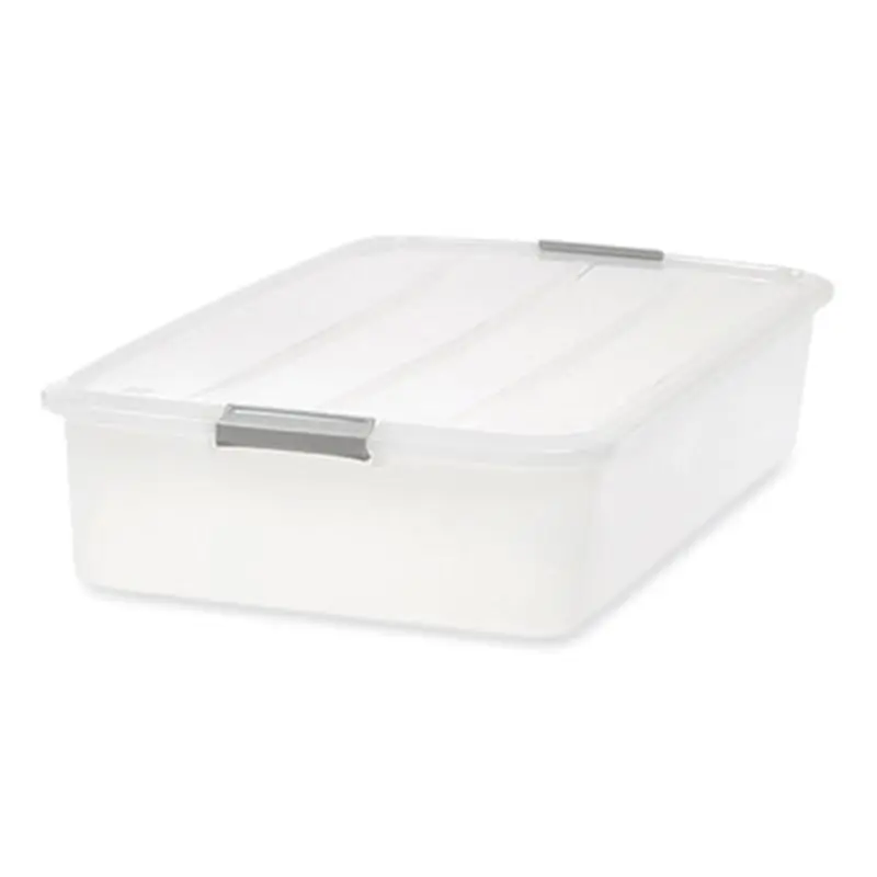 50 Qt. Latch Lid Underbed Storage Box, 17.75" x 32.5" x 6.5", Clear - General Purpose Storage Bins | IRIS