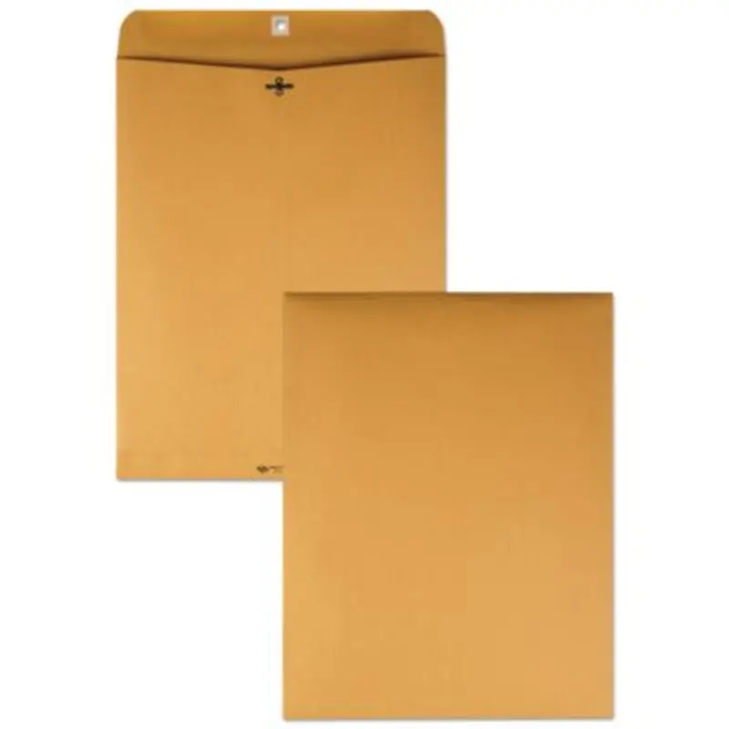 Clasp Envelope, 28 lb Bond Weight Kraft, #110, Square Flap, Clasp/Gummed Closure, 12 x 15.5, Brown Kraft, 100/Box - Storage Envelopes | Quality Park