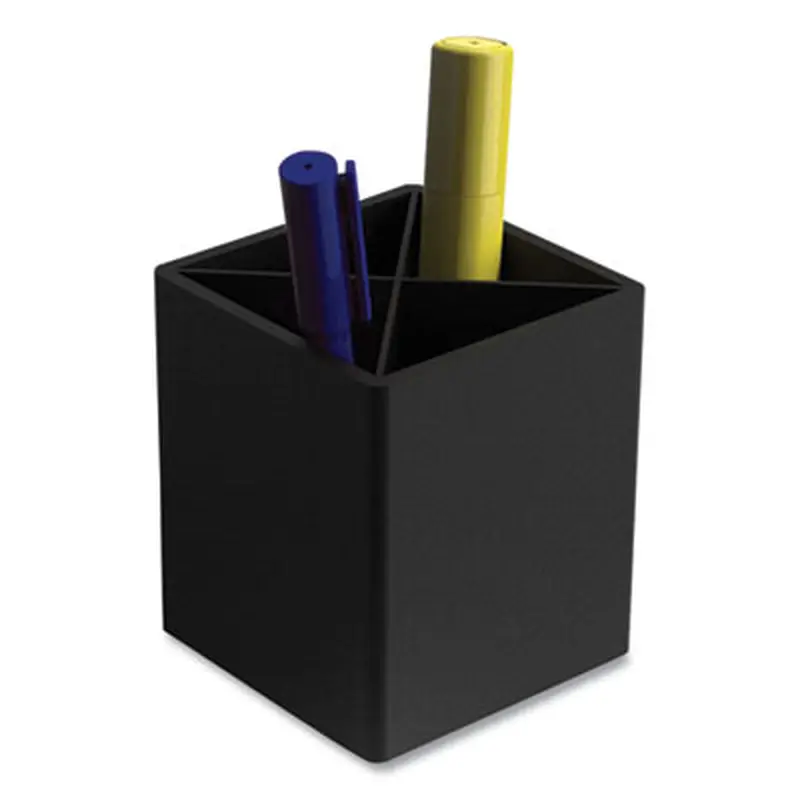 Divided Plastic Pencil Cup, 3.31 x 3.31 x 3.87, Black - Pen & Pencil Cups | TRU RED
