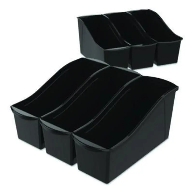 Large Book Bin, 2 gal, 5.3" x 14.3" x 7", Black, 6/Pack - General Purpose Storage Bins | Storex