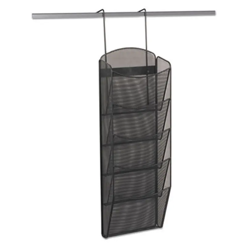 Onyx Mesh Literature Rack, Five Compartments, 10.25w x 3.5d x 28.33h, Black - Literature Racks & Displays | Safco