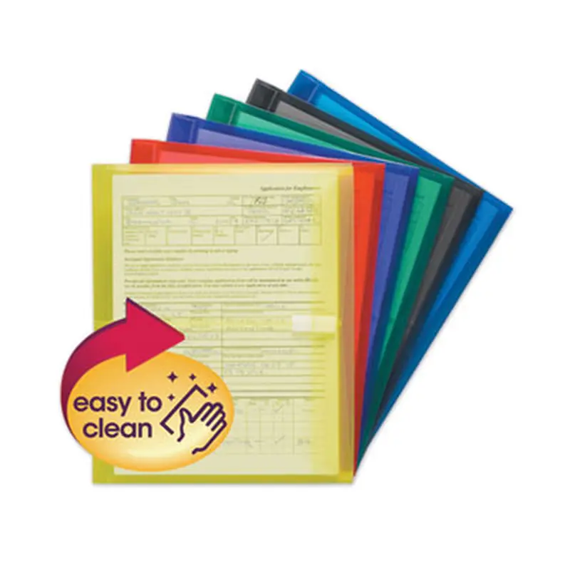 Poly Side-Load Envelopes, Fold-Over Closure, 9.75 x 11.63, Assorted Colors, 6/Pack - Storage Envelopes | Smead