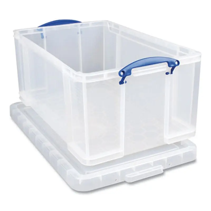 Snap-Lid Storage Bin, 16.9 gal, 17.31" x 28" x 12.25", Clear/Blue - Boxes & Bins | Really Useful Box