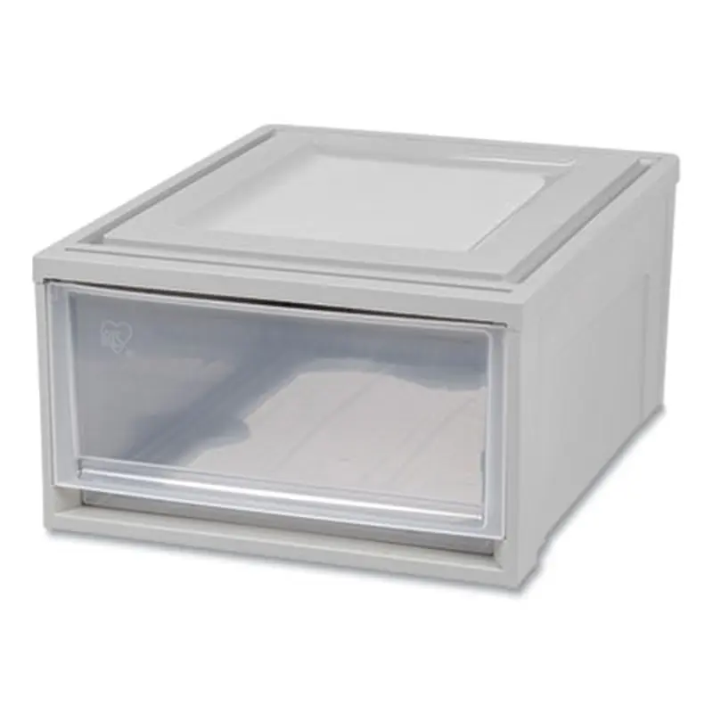 Stackable Storage Drawer, 7.75 gal, 15.75" x 19.62" x 9", Gray/Translucent Frost - Boxes & Bins | IRIS