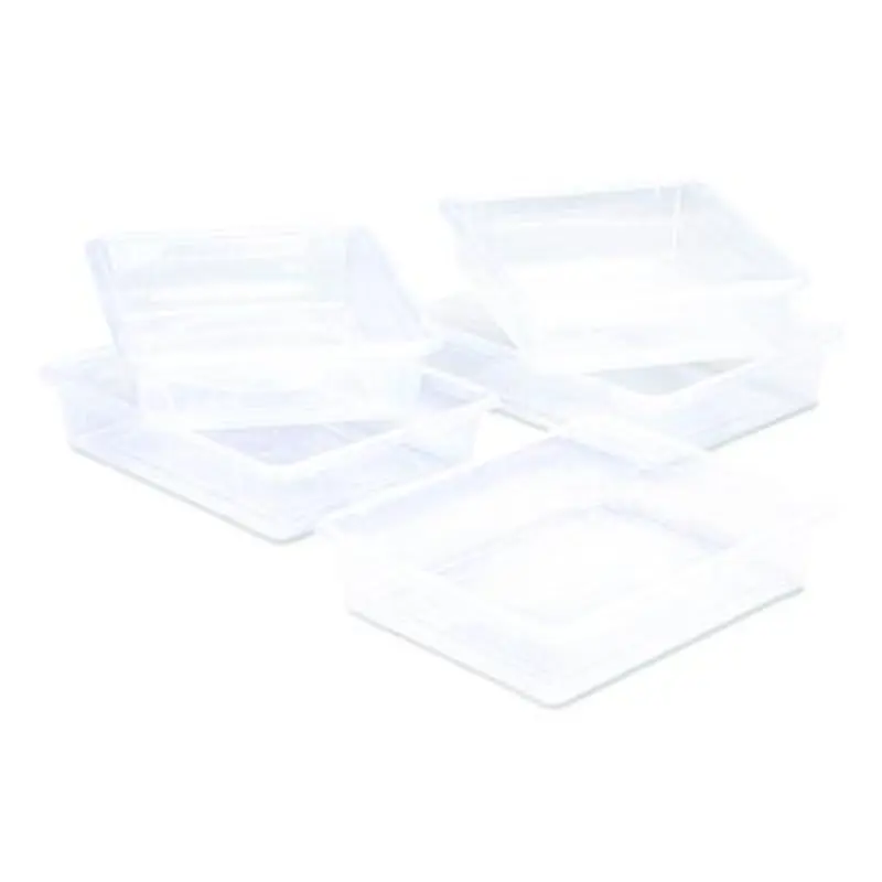 Storage Tray, Flat, 1.69 gal, 10.65" x 13.17" x 2.96", Translucent, 5/Pack - General Purpose Storage Bins | Storex