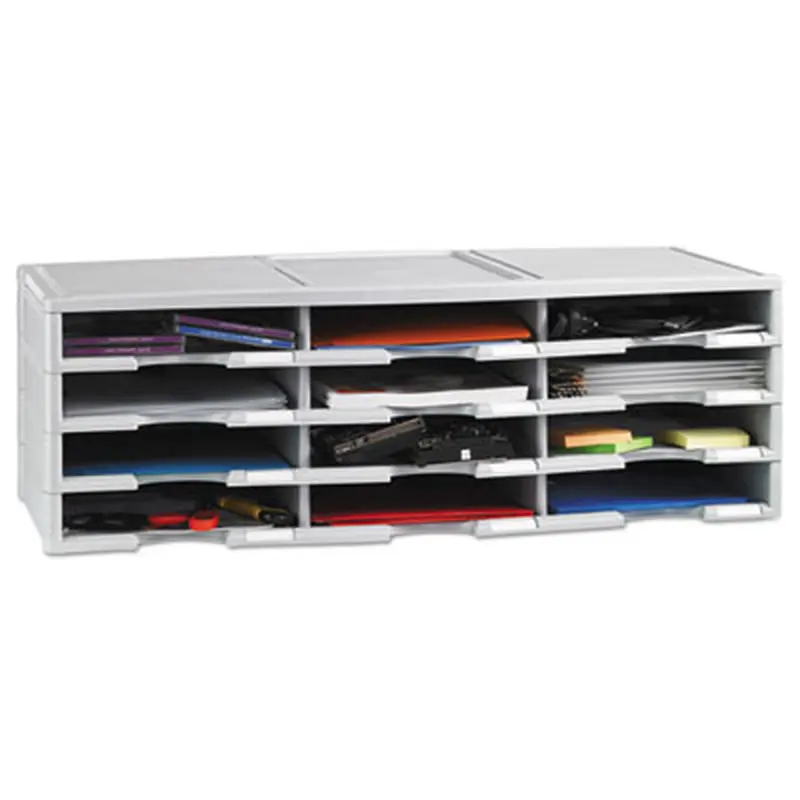Storex Literature Organizer, 12 Compartments, 10.63 x 13.3 x 31.4, Gray - Literature Sorters | Storex