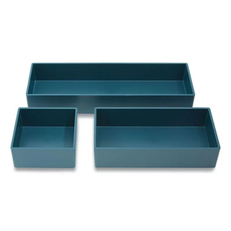 Three-Piece Plastic Drawer Organizer, 3.23 x 3.23 x 1.47, 6.26 x 3.23 x 1.47, 9.5 x 3.23 x 1.47, Teal, 3/Set - Drawer Organizers | TRU RED