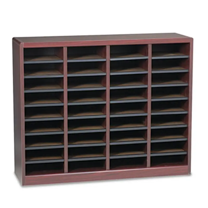 Wood/Fiberboard E-Z Stor Sorter, 36 Compartments, 40 x 11.75 x 32.5, Mahogany - Literature Sorters | Safco