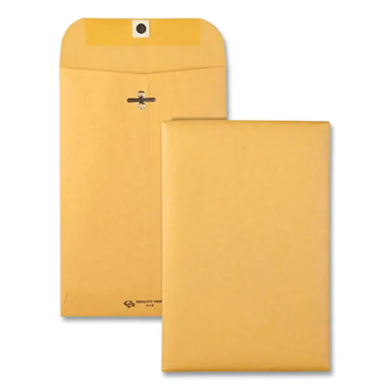 Clasp Envelope, 28 lb Bond Weight Kraft, #55, Square Flap, Clasp/Gummed Closure, 6 x 9, Brown Kraft, 100/Box - Storage Envelopes | Quality Park