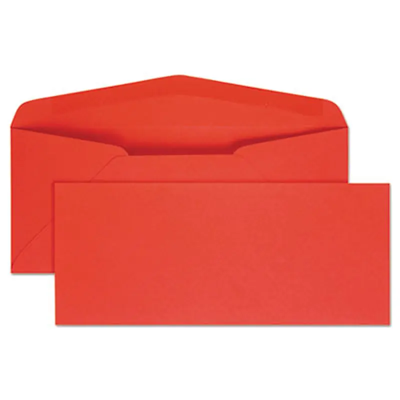 Colored Envelope, #10, Commercial Flap, Gummed Closure, 4.13 x 9.5, Red, 25/Pack - Business Envelopes | Quality Park