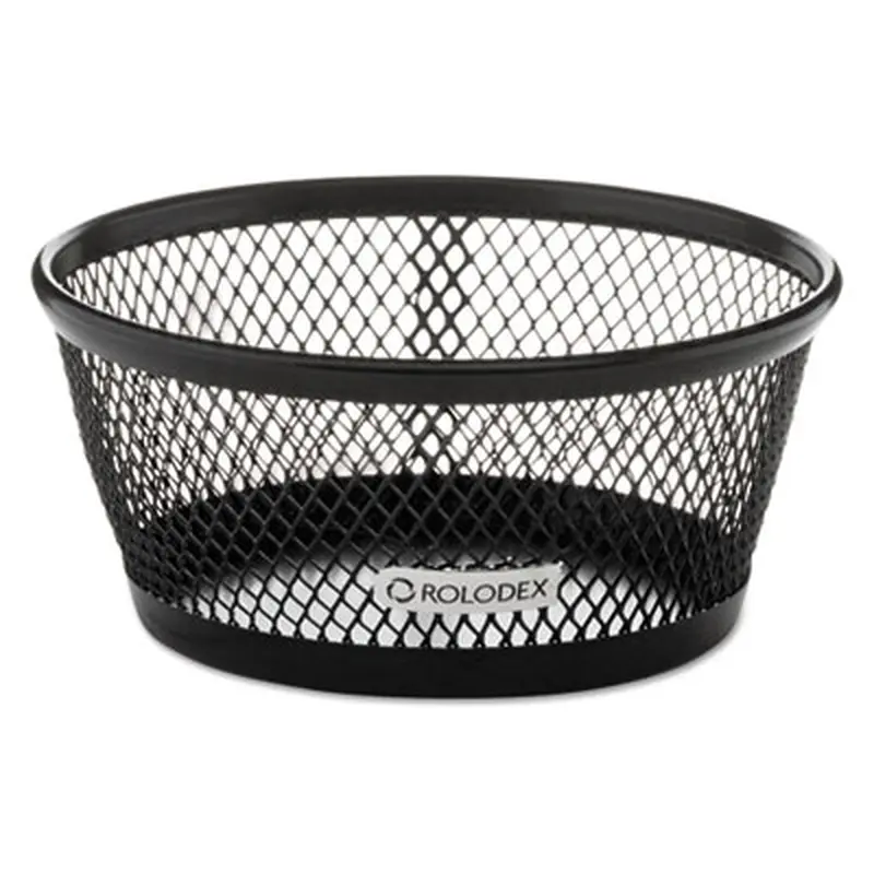 Mesh Jumbo Nestable Paper Clip Dish, Wire Mesh, 4.3" Diameter x 2"h,  Black - Desktop Supplies Organizers | Rolodex