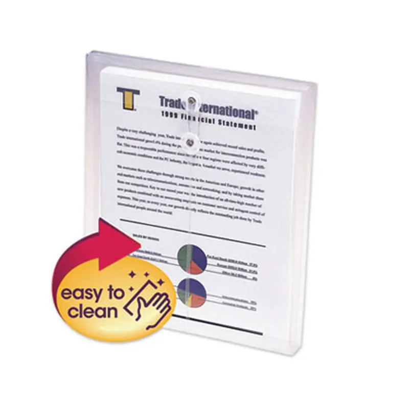Poly String and Button Interoffice Envelopes, Open-End (Vertical), 9.75 x 11.63, Clear, 5/Pack - Interoffice Envelopes | Smead