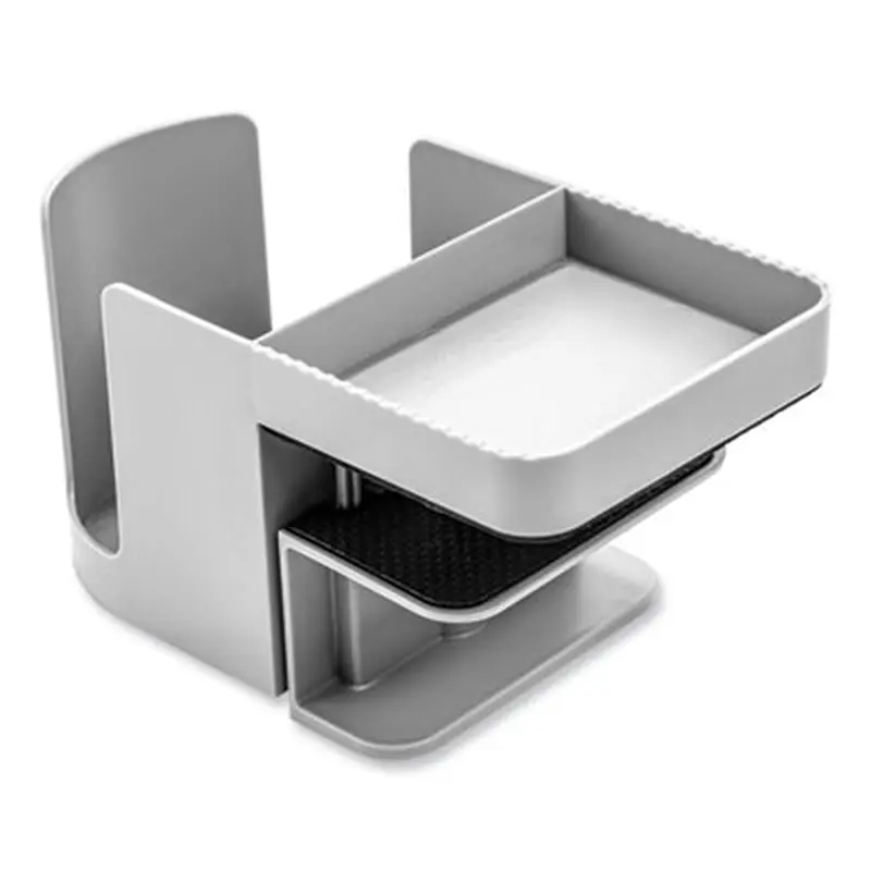 Standing Desk Cup Holder Organizer, Two Sections, 3.94 x 7.04 x 3.54, Gray - Desktop Sorting Racks/Space Savers | deflecto