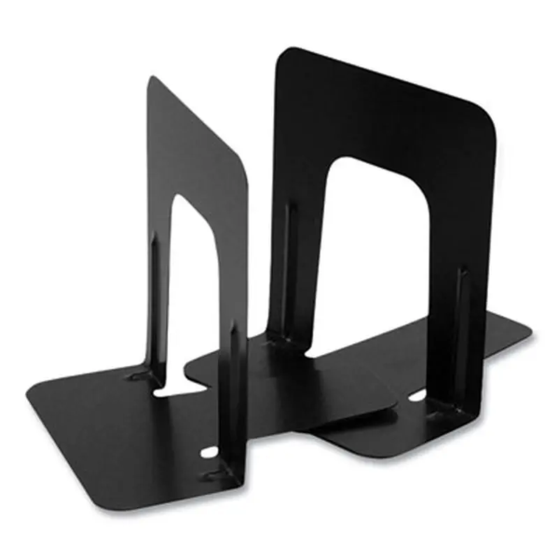 Steel Bookends, Nonskid Base, 4.75 x 5.13 x 5, Black, Pair - Book Ends | Officemate
