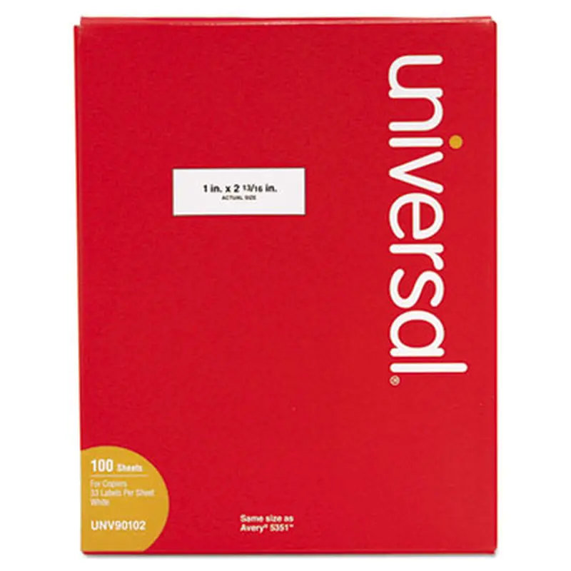 Copier Mailing Labels, Copiers, 1 x 2.81, White, 33/Sheet, 100 Sheets/Box - Shipping & Mailing Labels | Universal