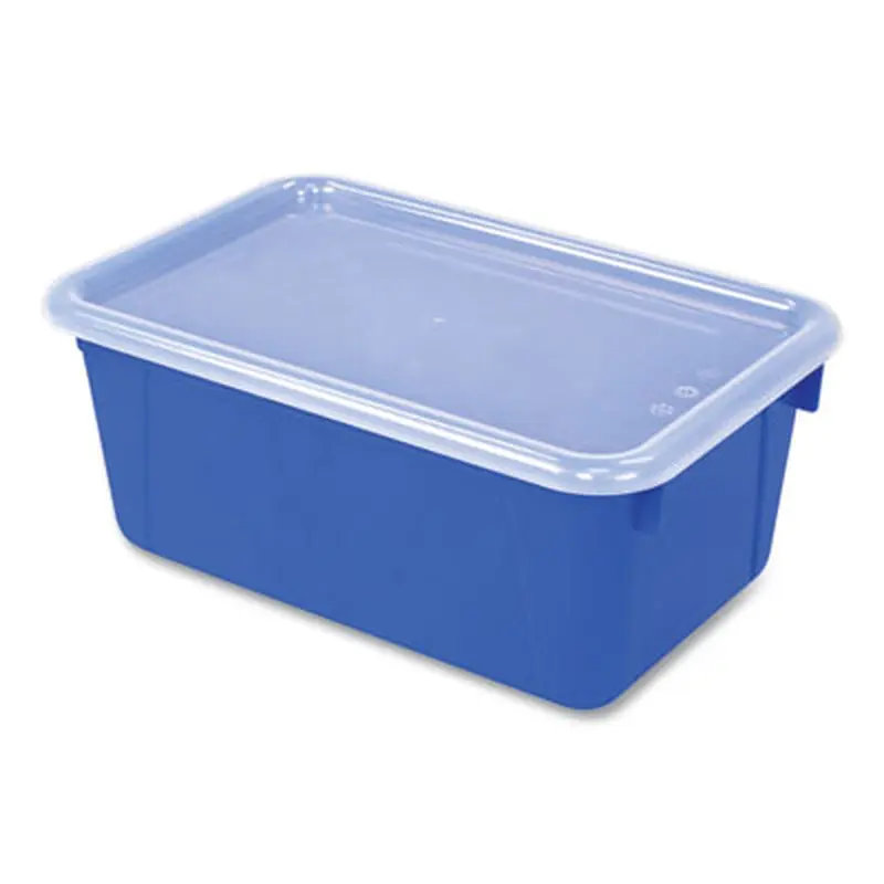 Cubby Bin with Lid, 2 gal, 8.2 x 12.5 x 11.5, Blue, 5/Pack - Boxes & Bins | Storex